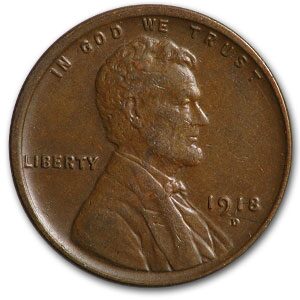 1918-D Lincoln Cent AU
