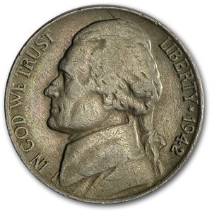 1942 Jefferson Nickel Avg Circ