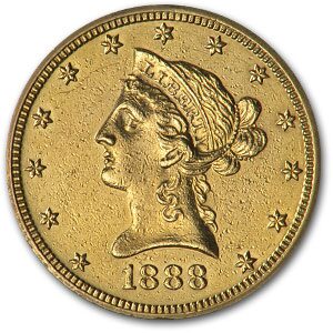 1888-O $10 Liberty Gold Eagle AU Details (Cleaned)