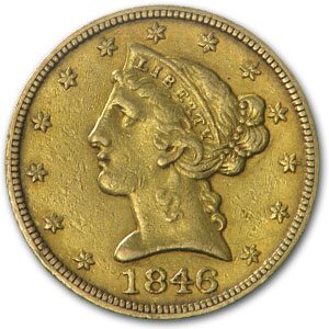 1846 $5 Liberty Gold Half Eagle XF (Large Date)
