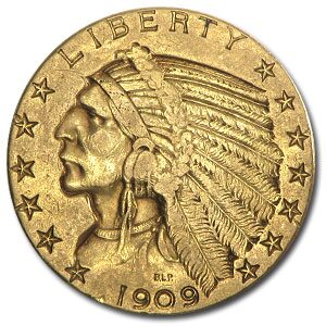 1909-S $5 Indian Gold Half Eagle XF