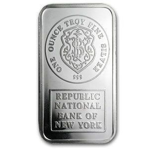 1 oz Silver Bar - Johnson Matthey (Republic National Bank of NY)