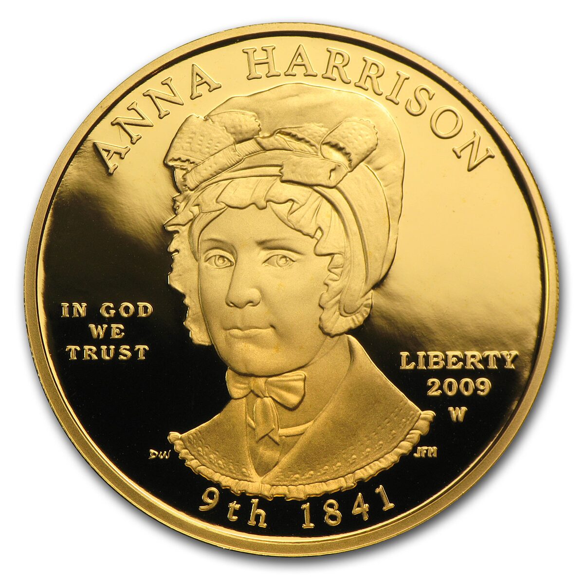 2009-W 1/2 oz Proof Gold Anna Harrison (w/Box & COA)