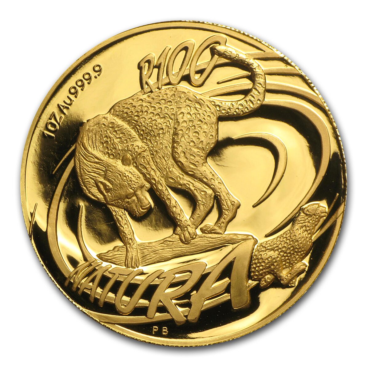 2002 South Africa 1 oz Proof Gold Natura Cheetah