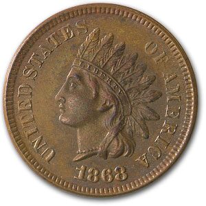 1868 Indian Head Cent AU