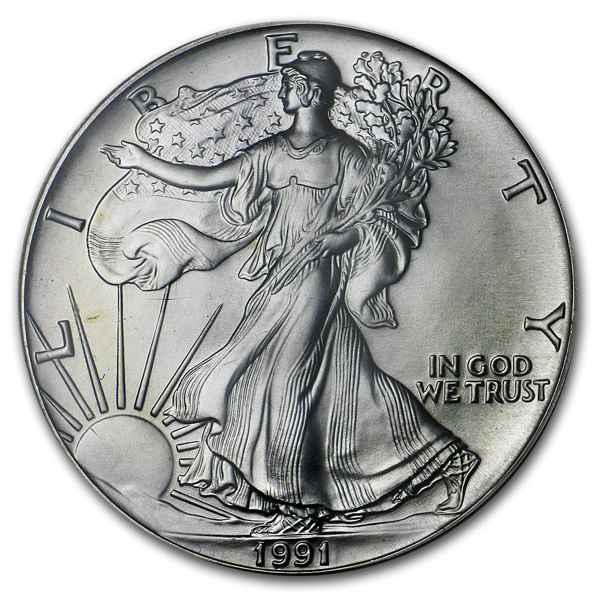 1991 American Silver Eagle Gem Unc PCGS (World Trade Center)