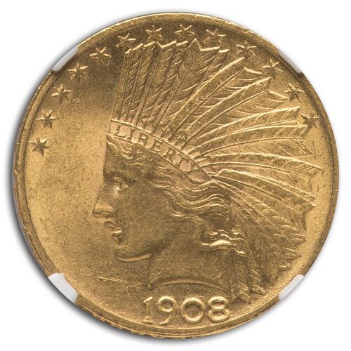 1908 $10 Indian Gold Eagle w/Motto MS-61 NGC