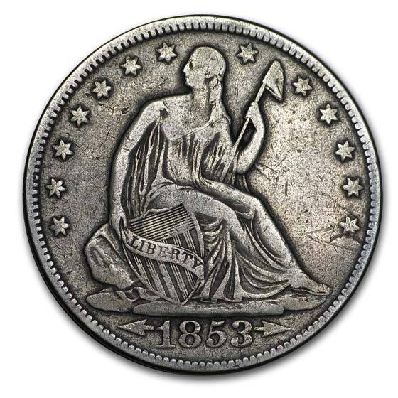 1853 Liberty Seated Half Dollar w/Arrows & Rays Fine