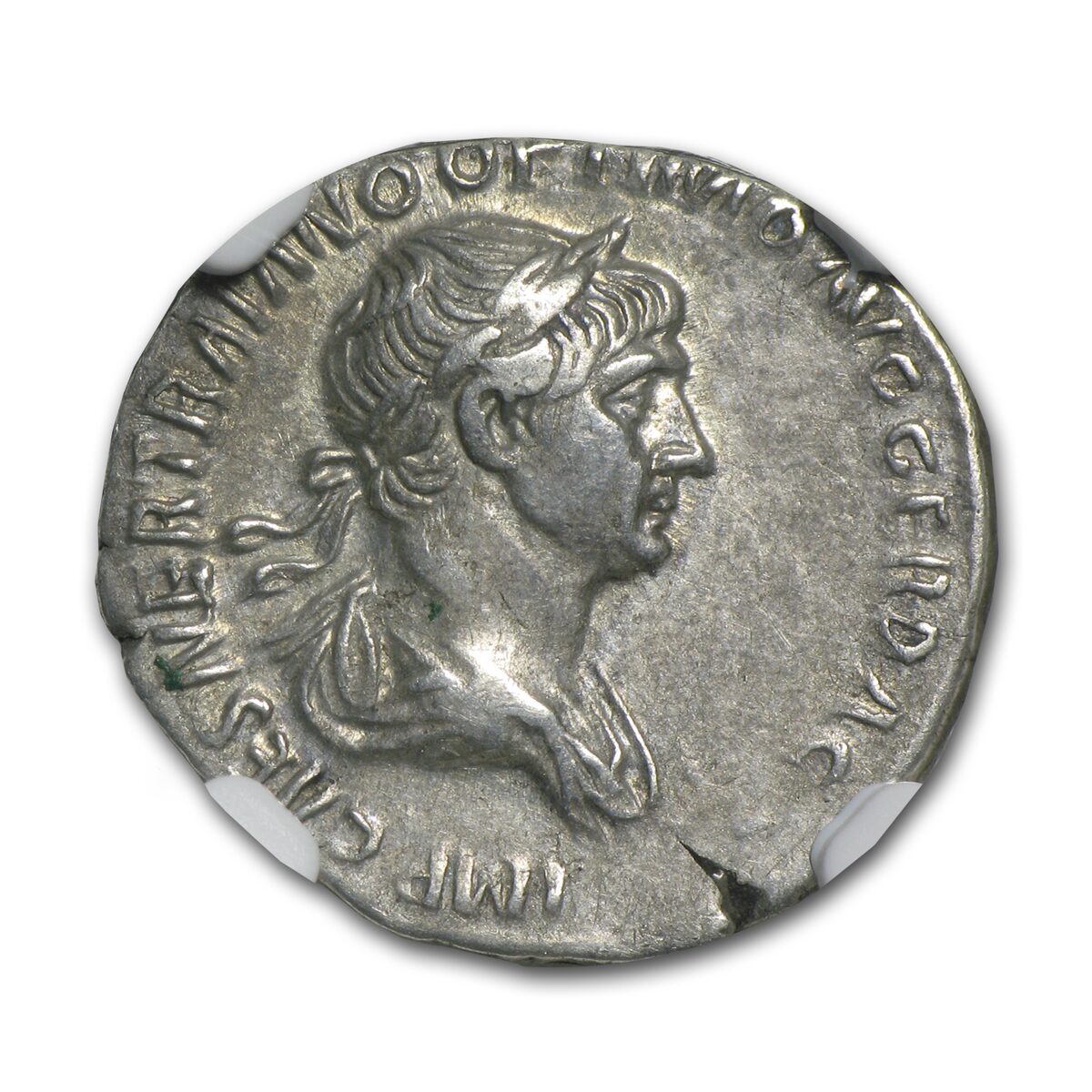 Roman AR Denarius Emperor Trajan (98-117 AD) XF NGC
