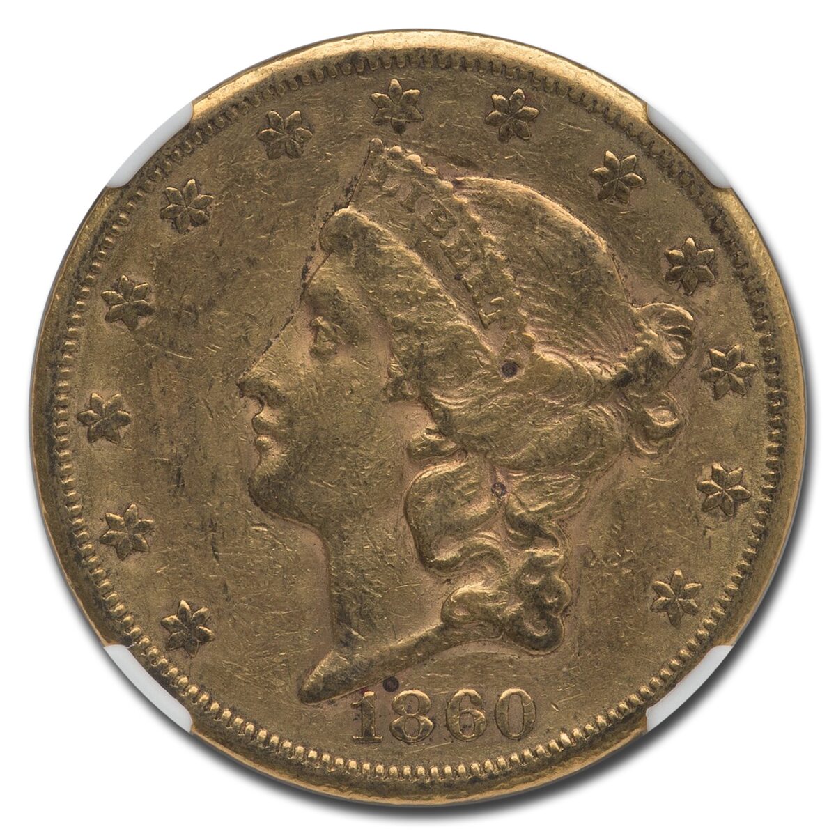 1860-S $20 Liberty Gold Double Eagle AU-53 NGC