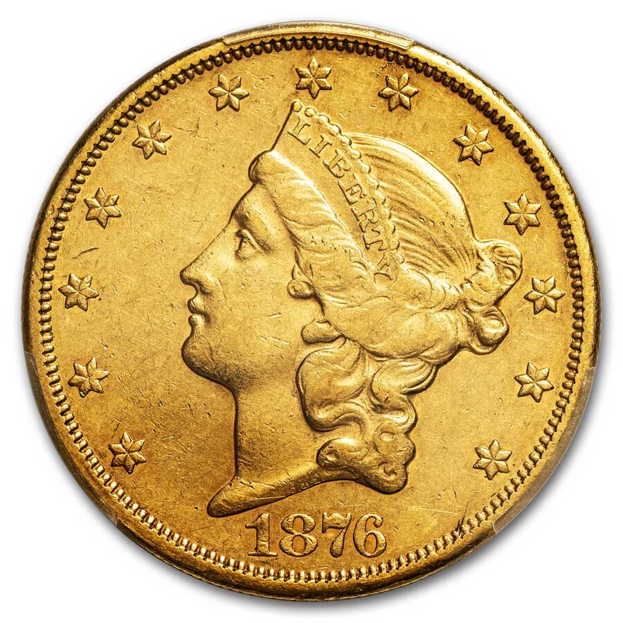 1876-CC $20 Liberty Gold Double Eagle AU-53 PCGS