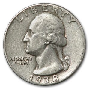 1938 Washington Quarter XF