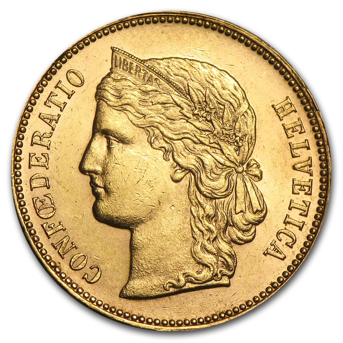 1883-1896 Switzerland Gold 20 Francs Helvetica Avg Circ