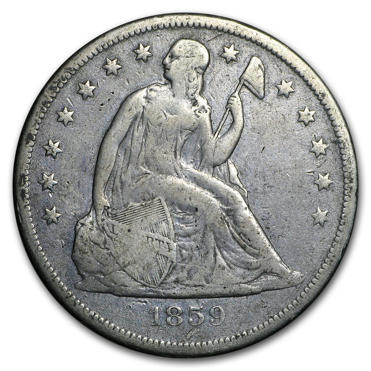 1859-O Liberty Seated Dollar Fine