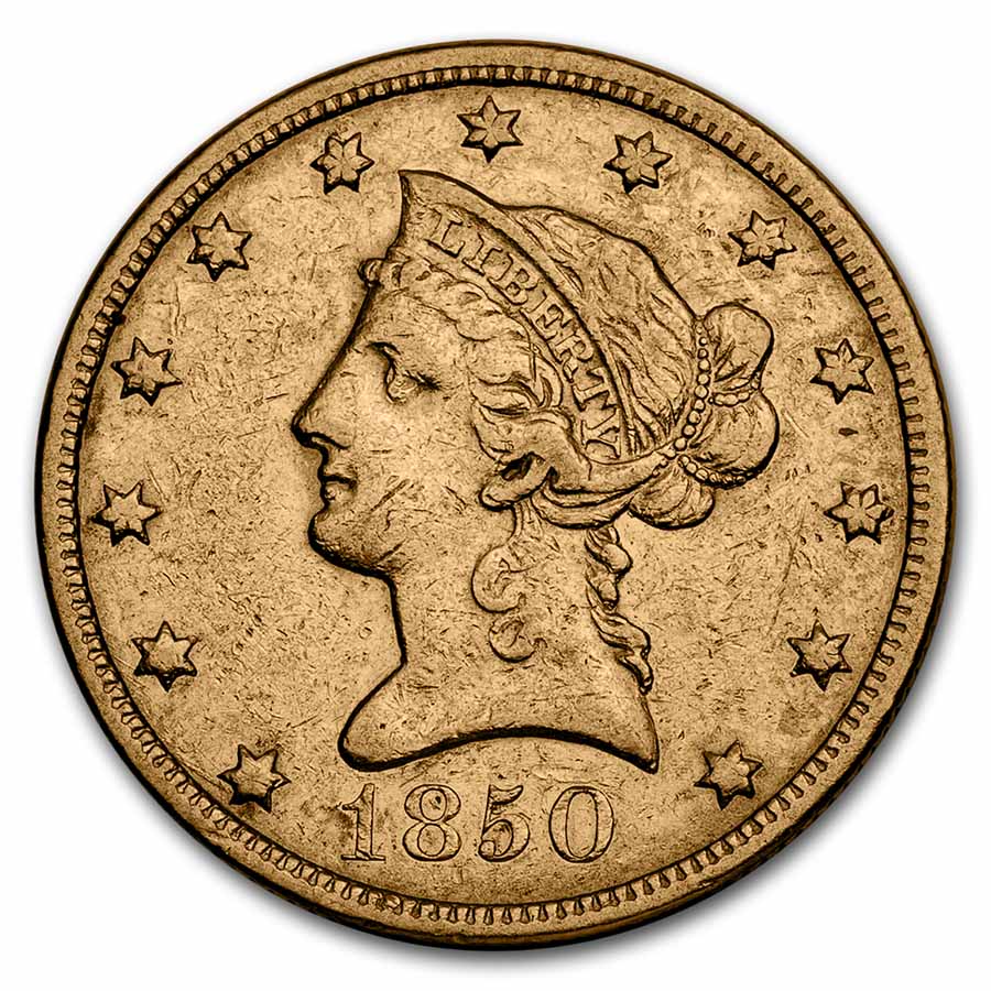 1850 $10 Liberty Gold Eagle Large Date XF