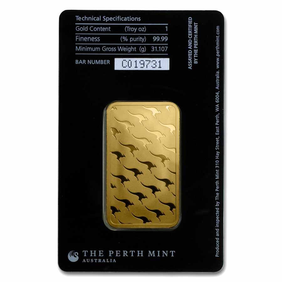 1 oz Gold Bar - Perth Mint (In Assay)