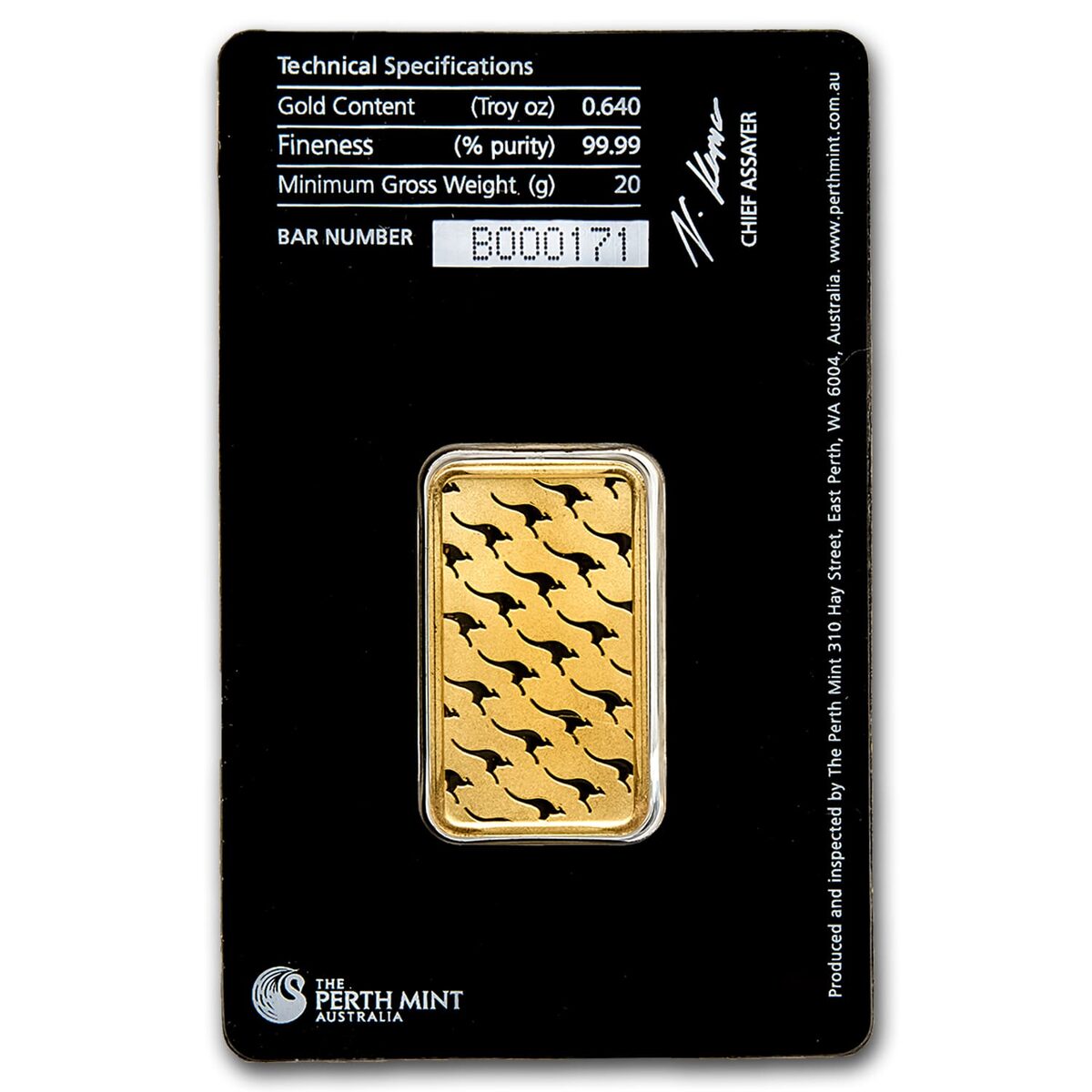 20 gram Gold Bar - The Perth Mint (In Assay)