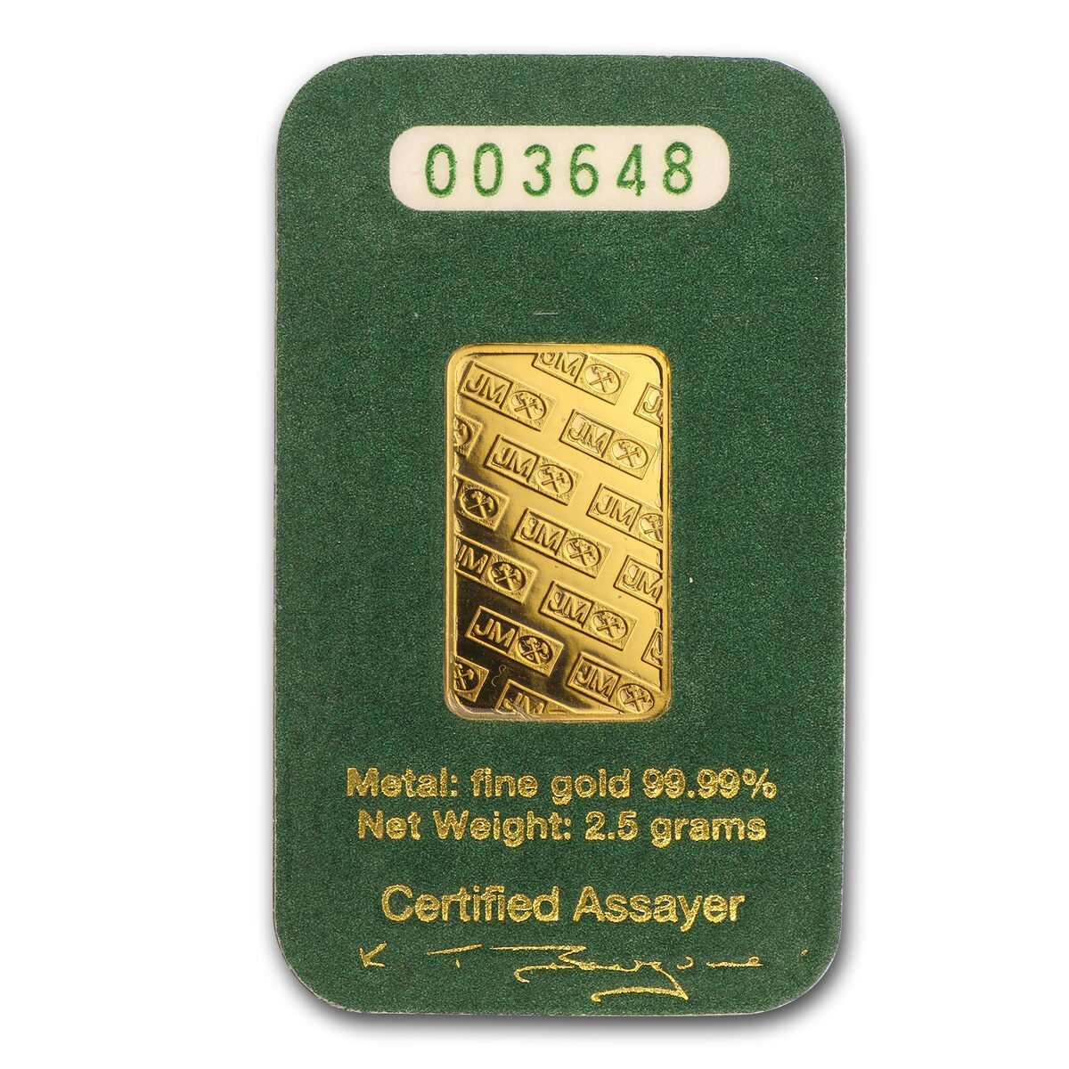 2.5 gram Gold Bar - Johnson Matthey