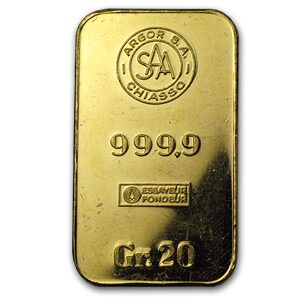 20 gram Gold Bar - Argor S.A. Chiasso
