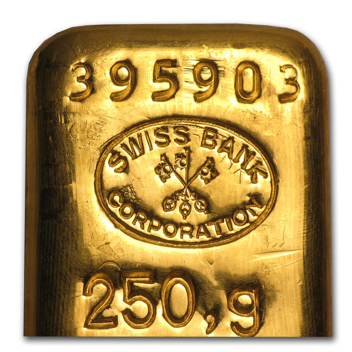 250 gram Gold Bar - Swiss Bank Corporation