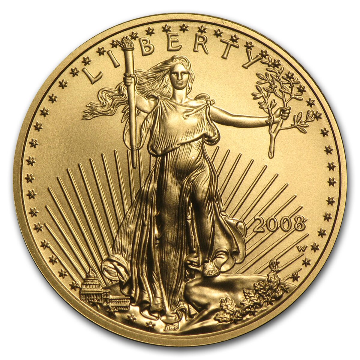 2008-W 1/4 oz Burnished American Gold Eagle (w/Box & COA)