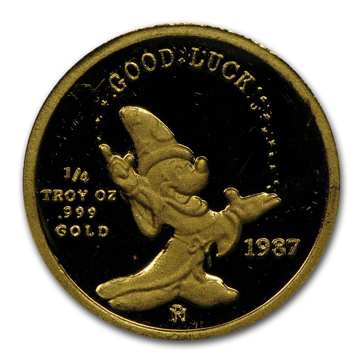 1987 1/4 oz Gold Round - Disney Mickey Magic