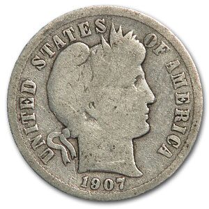 1907-D Barber Dime Good/VG