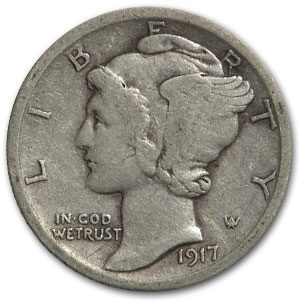 1917 Mercury Dime VF