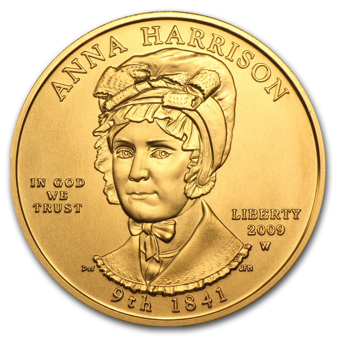 2009-W 1/2 oz Gold Anna Harrison BU (w/Box & COA)
