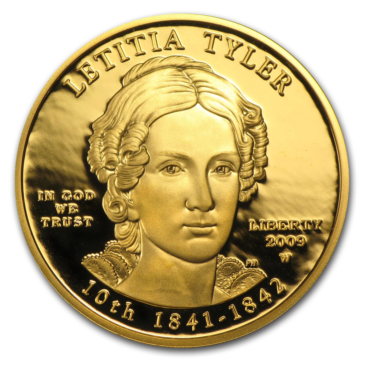 2009-W 1/2 oz Proof Gold Letitia Tyler (w/Box & COA)