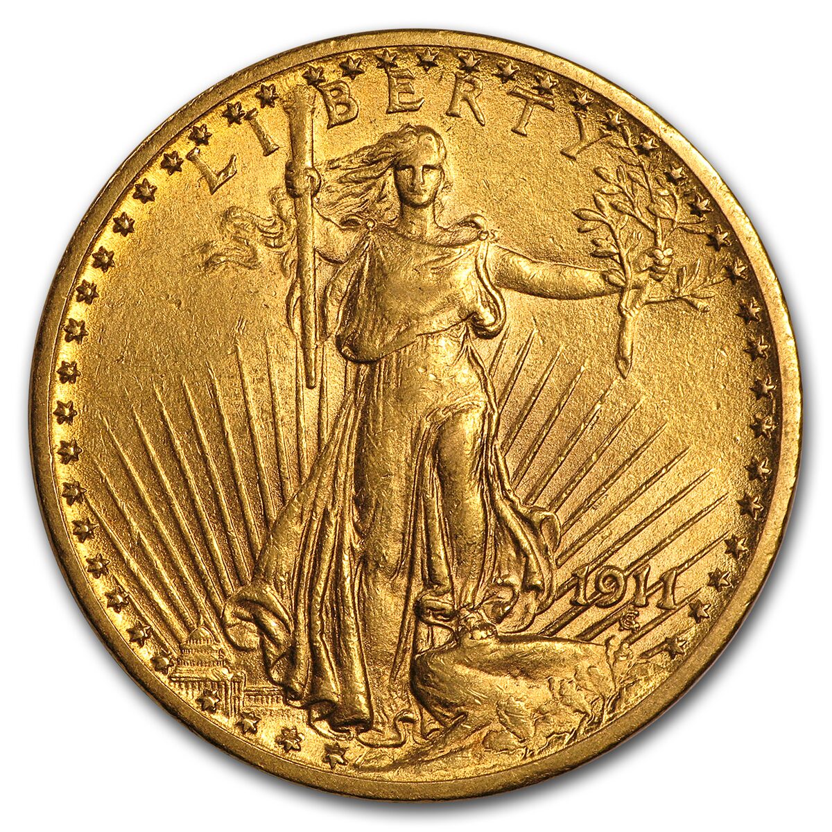 1911 $20 St Gaudens Gold Double Eagle AU