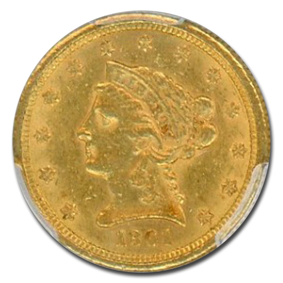 1861 $2.50 Liberty Gold Quarter Eagle Type 2 AU-55 PCGS