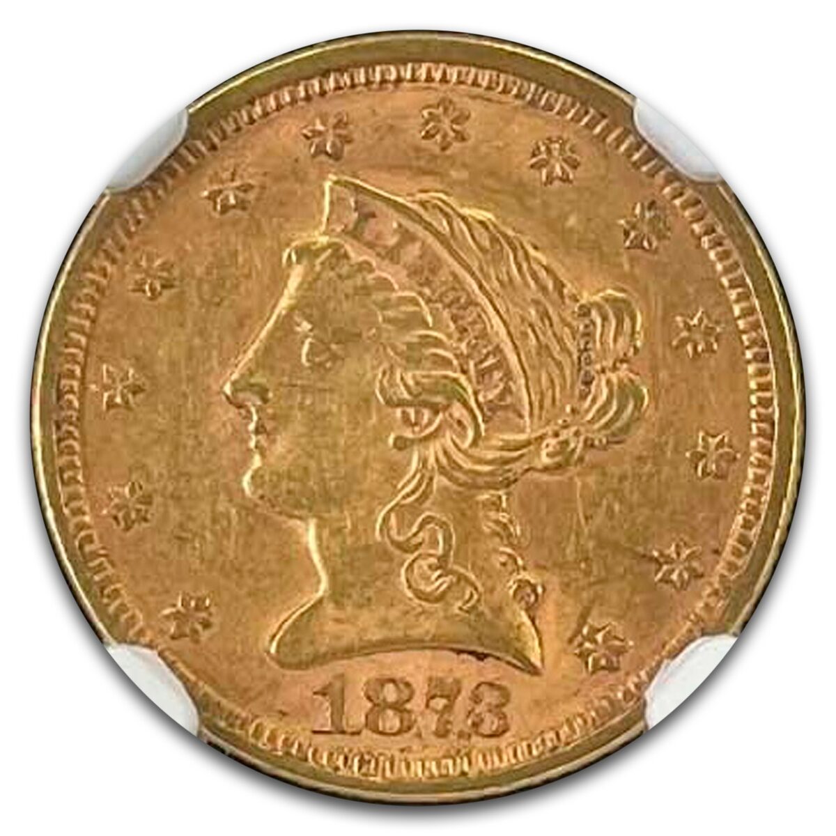 1873 $2.50 Liberty Gold Quarter Eagle Closed 3 AU-58 NGC