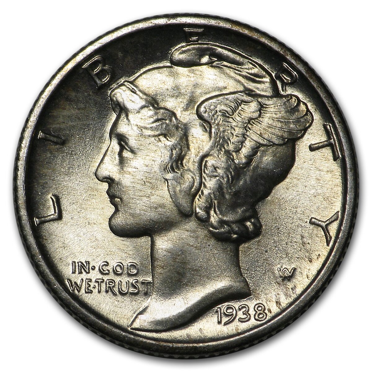 1938 Mercury Dime BU