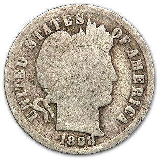 1898 Barber Dime Good/VG