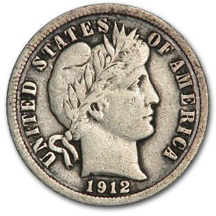 1912 Barber Dime Good/VG