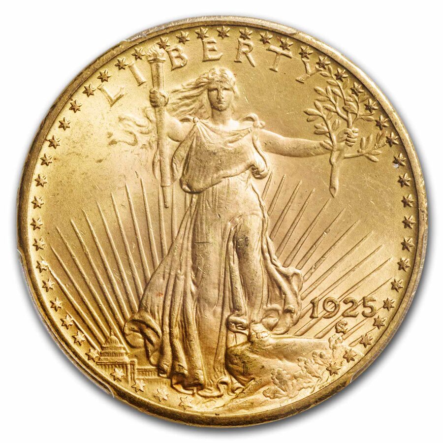 1925 $20 St Gaudens Gold Double Eagle MS-66 PCGS