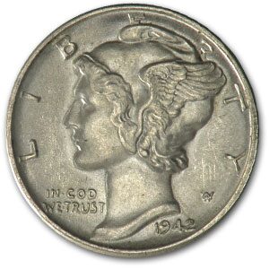 1942 Mercury Dime BU