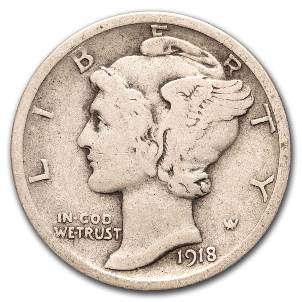 1918-D Mercury Dime Fine