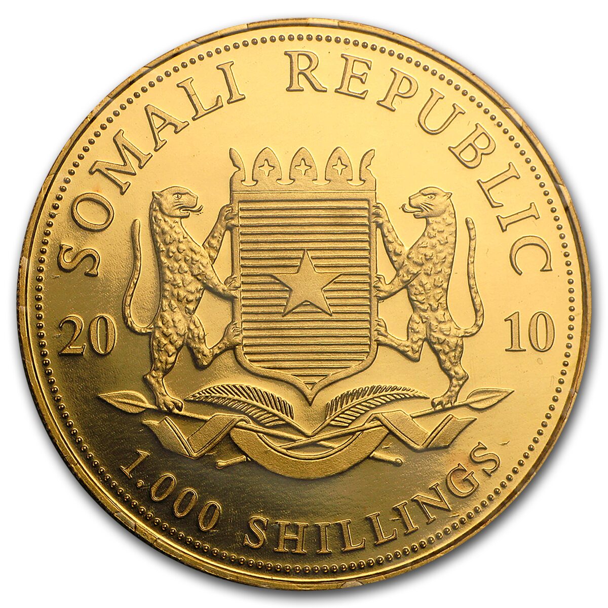 2010 Somalia 1 oz Gold African Elephant BU