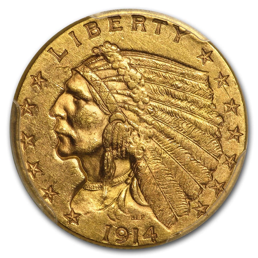 1914 $2.50 Indian Gold Quarter Eagle MS-61 PCGS