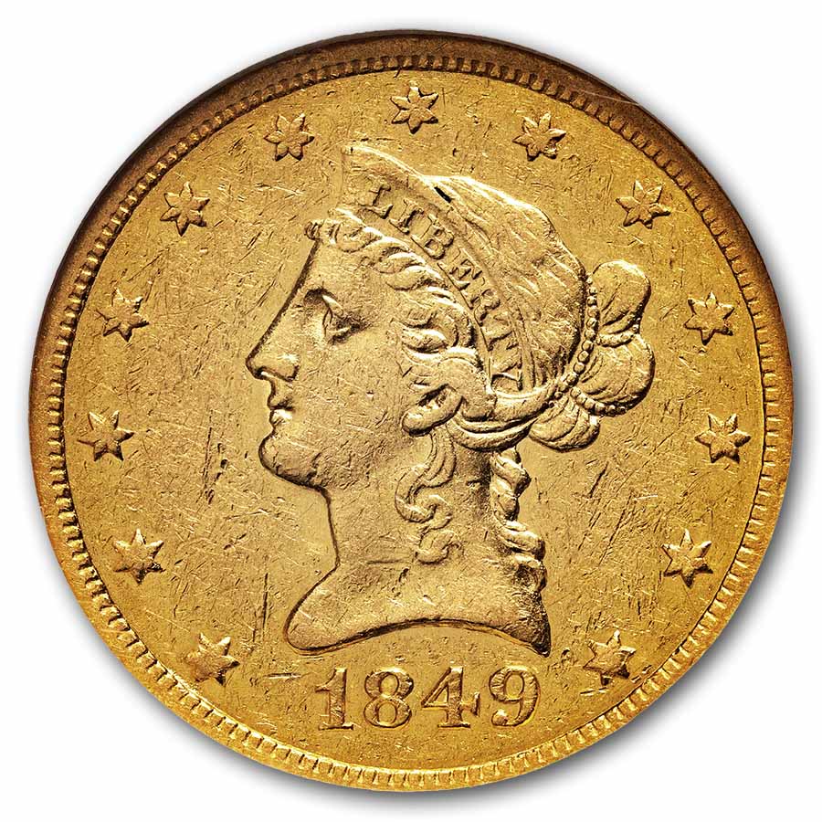 1849 $10 Liberty Gold Eagle AU-53 NGC (SS Republic)
