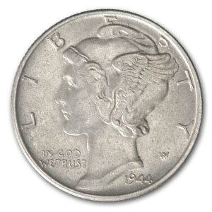 1944 Mercury Dime AU