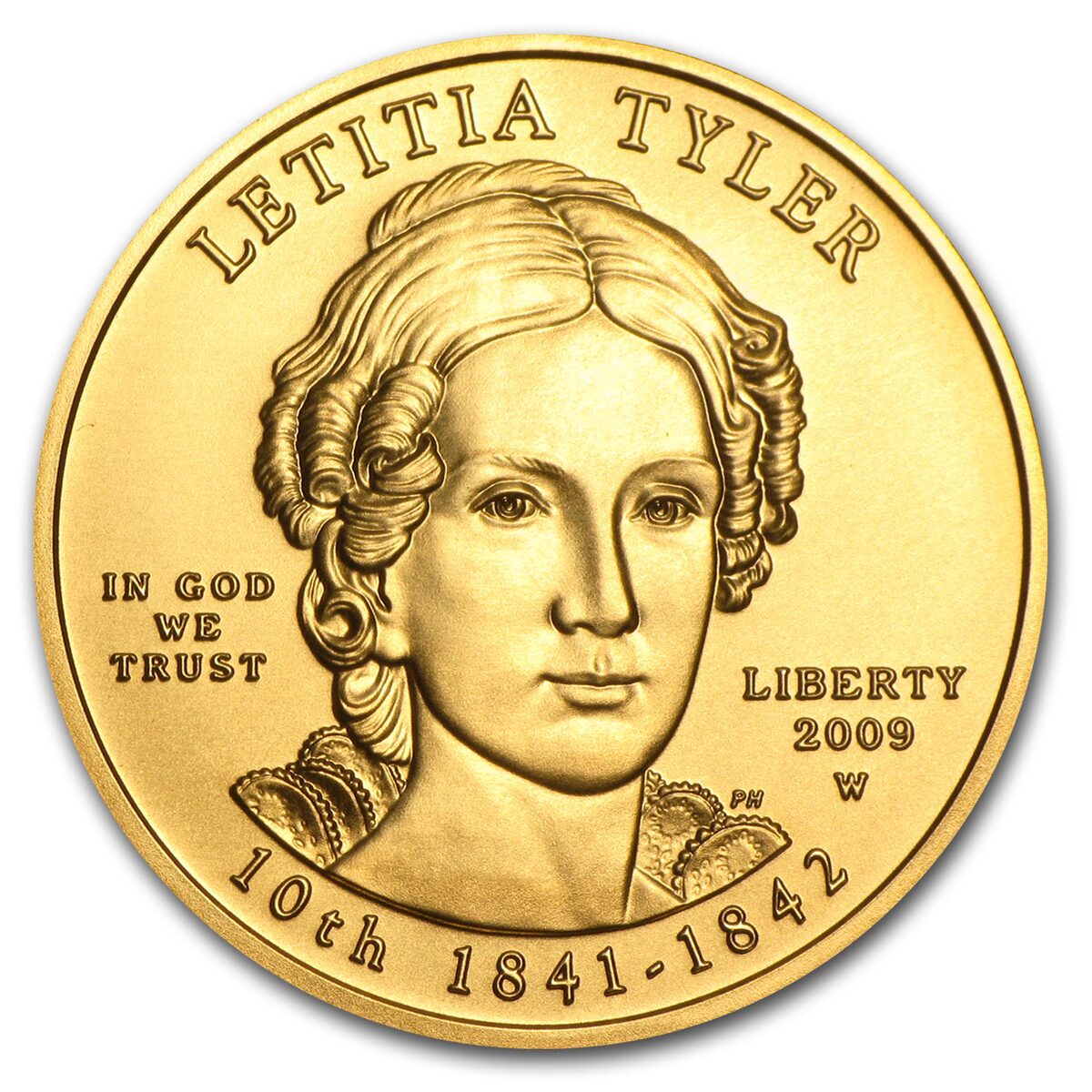 2009-W 1/2 oz Gold Letitia Tyler BU (w/Box & COA)