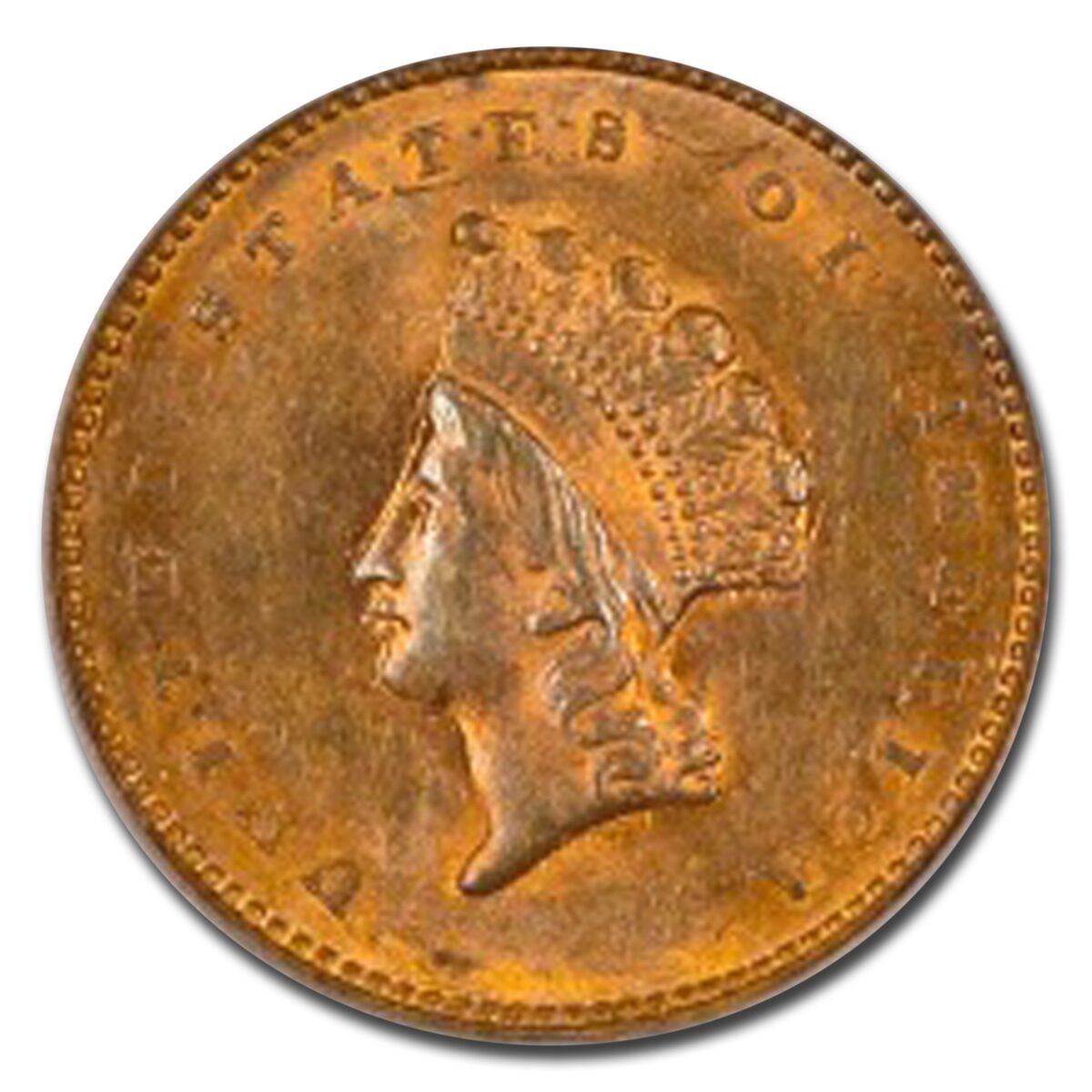 1855 $1 Indian Head Gold Type 2 MS-61 NGC