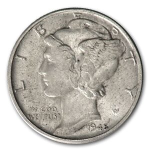 1945-D Mercury Dime AU