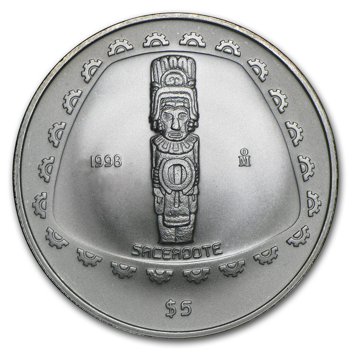 1998 Mexico 1 oz Silver 5 Pesos Sacerdote BU