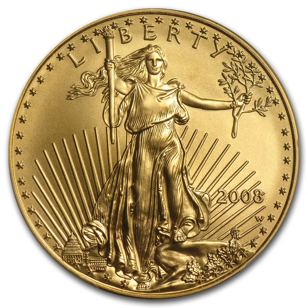 2008-W 1 oz Burnished Gold Eagle MS/SP-70 PCGS