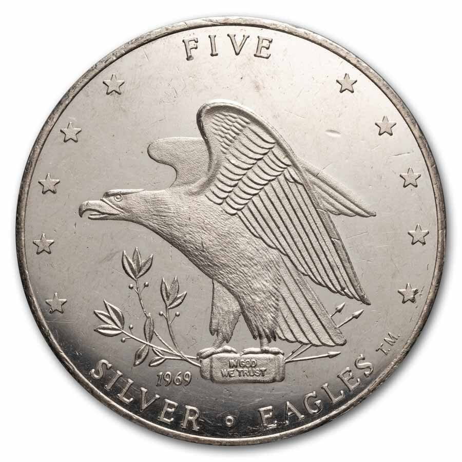 5 oz Silver Round - 1969 Five Silver Eagles Nest Foster