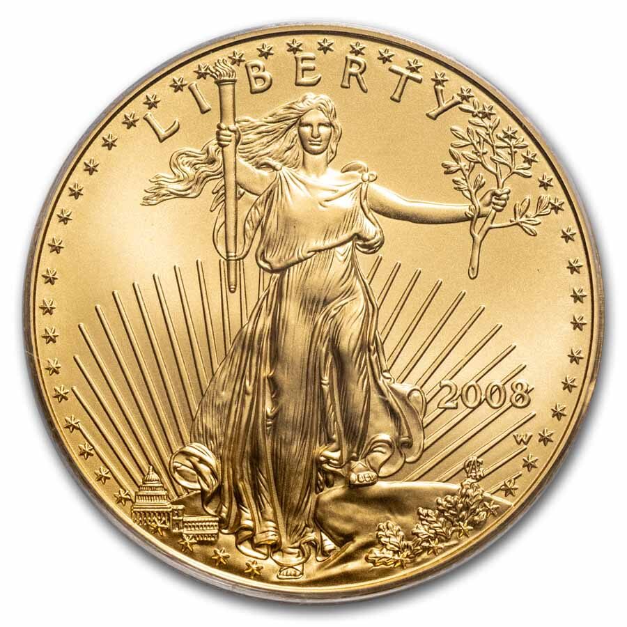 2008-W 1/2 oz Burnished American Gold Eagle SP/MS-70 PCGS
